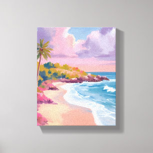Blush Beach   Pink Ocean Painting Leinwanddruck