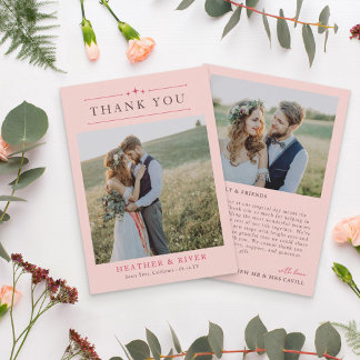 Blush Beautiful Timeless Double Sided Wedding Dankeskarte