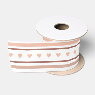 Blush Beige Boho Streifen Goldrausch Herzen Satinband