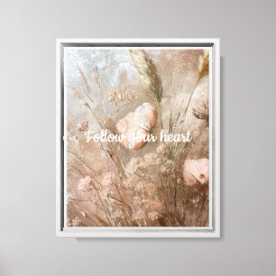 Blush Beige Chic Boho Floral Leinwanddruck