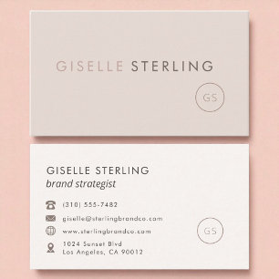 Blush Beige Moderne Minimalistische Monogram Luxus Visitenkarte