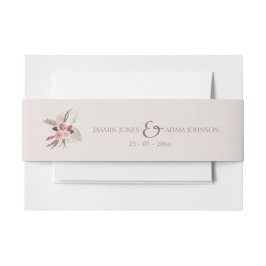 Blush Beige Pampas Boho Wedding Einladungsbanderole