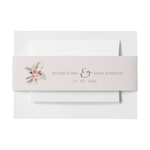 Blush Beige Pampas Boho Wedding Einladungsbanderole
