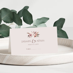 Blush Beige Pampas Floral Boho Wedding Platzkarte