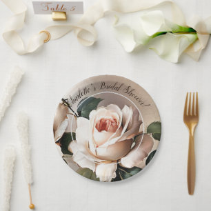 Blush Beige Rose Blume Brautparty Pappteller