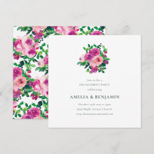 Blush Berry Floral Verlobungsfeier Magenta Einladung