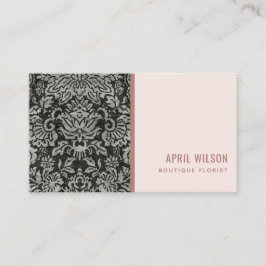 BLUSH BLACK AND WHITE DAMASK BLLORAL PATTER VISITENKARTE