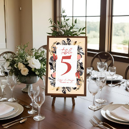  Blush Black Floral Botanical Wedding Table Number Dankeskarte