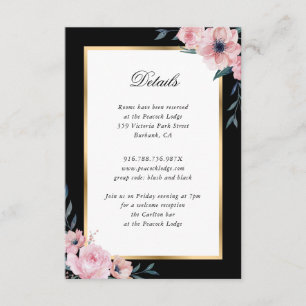 Blush Black Gold Floral Wedding Begleitkarte