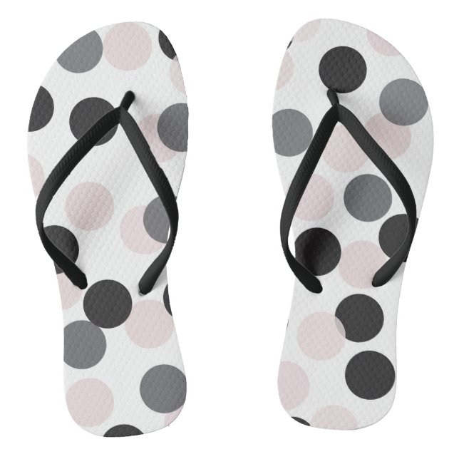 Blush & Black Large Bokeh Confetti Dots Muster Flip Flops (Fußbett)