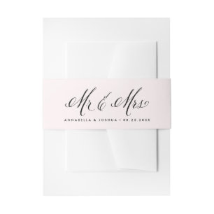 Blush & Black Mr. & Mrs. Elegant Script Wedding Einladungsbanderole