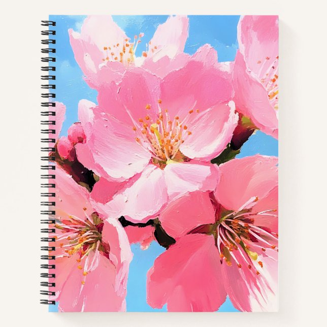 Blush Bloom Cherry Blossom Notizbuch (Vorderseite)