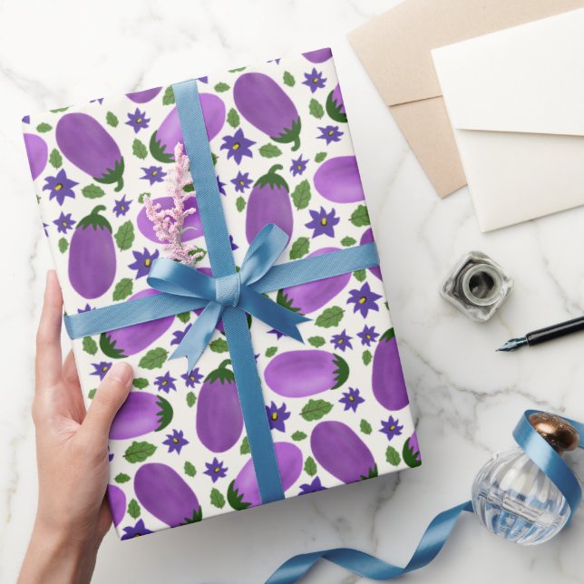 Blush & Bloom Eggplant Collection – Ivory Glow Geschenkpapier (Schenken)