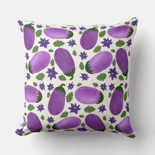 Blush & Bloom Eggplant Collection – Ivory Glow Kissen (Vorderseite)