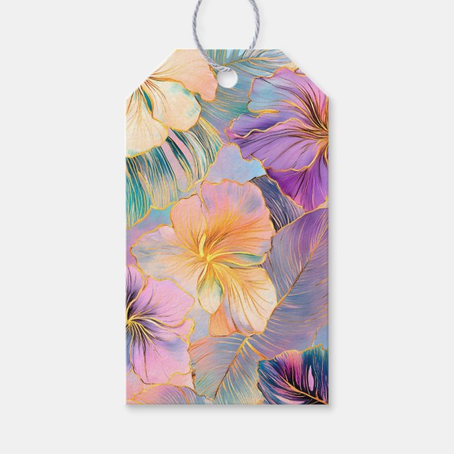 Blush Bloom Exotic Blätter Blume Geschenkanhänger (Vorderseite)