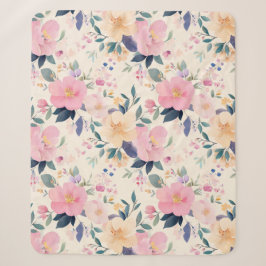 Blush & Bloom Gemütliches Pastellblumen Elegante Sherpadecke