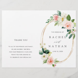 Blush Bloom Gold Oval Frame Programme de mariage p