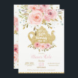 Blush Bloral 50. Geburtstag Hoher Tee Party JEDES  Einladung<br><div class="desc">Personalisieren Sie diese wunderschöne Pink Blush Floral Tea Geburtstagsparty Einladung mit Ihren Party-Details einfach und schnell, einfach drücken Sie die Schaltfläche Anpassen Sie es, um den Stil und die Platzierung des Textes weiter zu ordnen und zu formatieren. Ideal für JEDES ALTER! Eine hübsch koordinierende florale Hinterseite der Einladung inklusive. c)...</div>