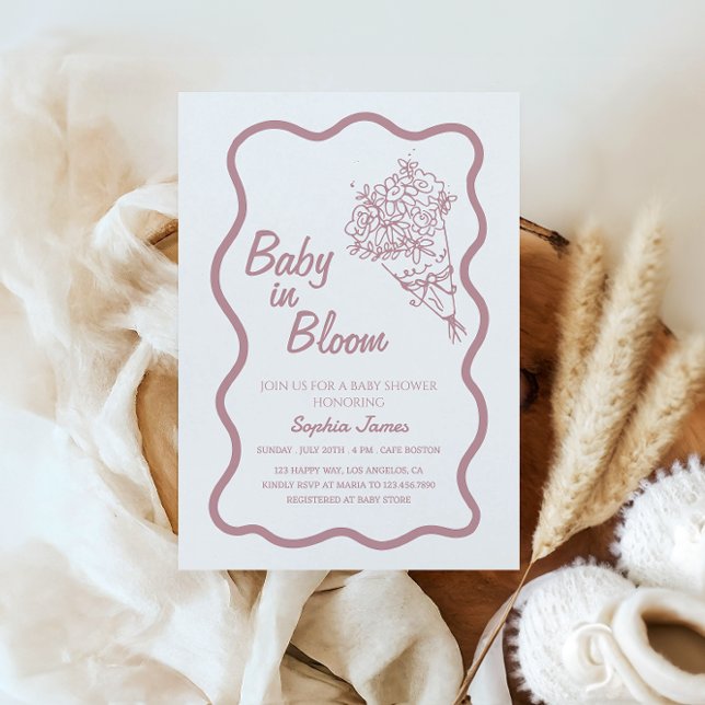Blush Bloral Baby Dusche - Chic Baby in Bloom Einladung (Von Creator hochgeladen)