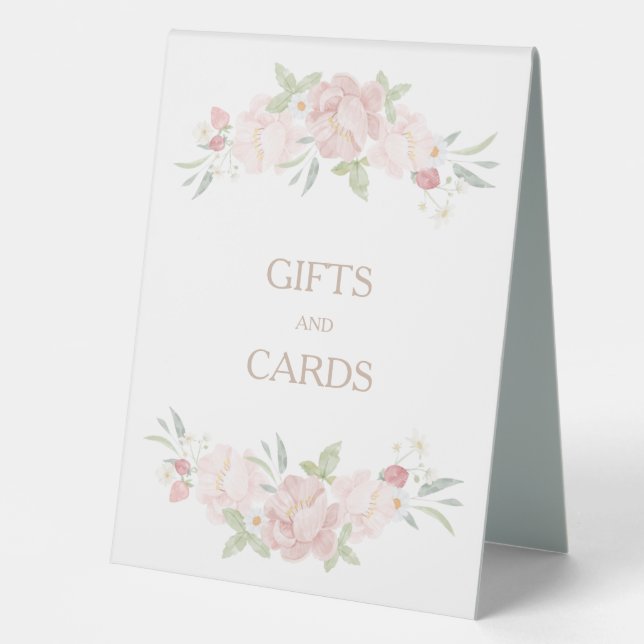 Blush Bloral Baby Duschgeschenke und Karten Unters Tischaufsteller (Vorderseite)