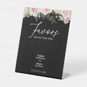 Blush Bloral Black Gastgeschenke Hochzeiten Sockelschild