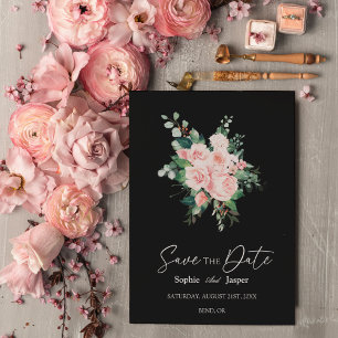 Blush Bloral Black Wedding Save the Date