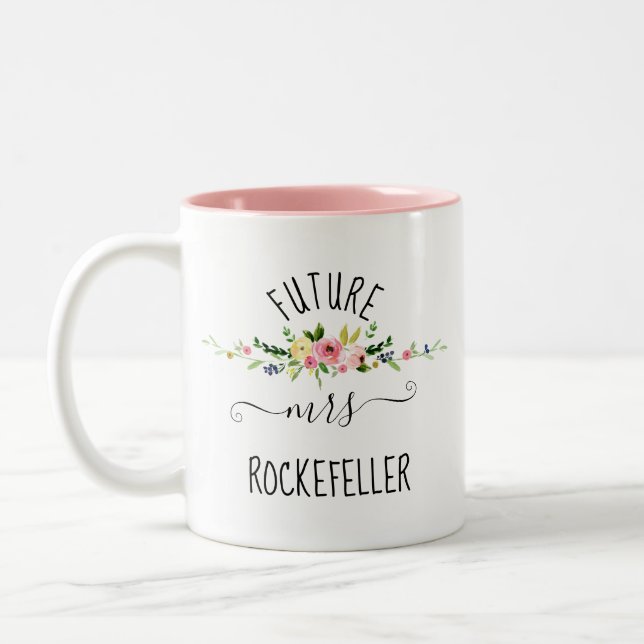 Blush Bloral Blooms Future Bridge Verlobung Gesche Zweifarbige Tasse (Links)