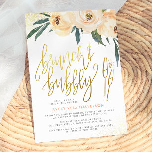 Blush Bloral Brunch & Bubbly Brautparty Einladung