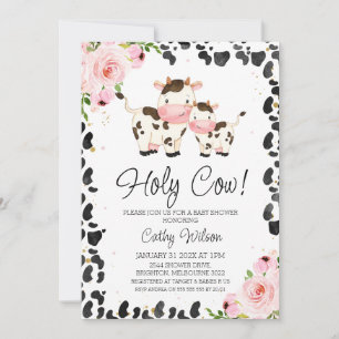 Blush Bloral Calf Kuh Print Baby Dusche Einladung
