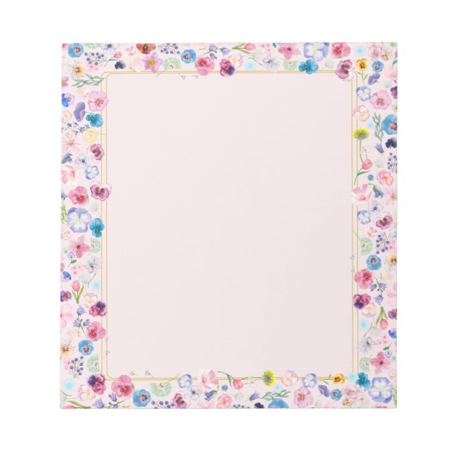 Blush Bloral Dream Notepad - Farbenfrohe Blossom Notizblock (Vorderseite)