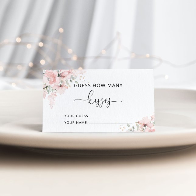 Blush Bloral erraten, wie viele Küsse Bridal Spiel Begleitkarte (Von Creator hochgeladen)