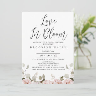Blush Bloral Eukalyptus Liebe Brautparty Einladung