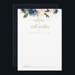 Blush Bloral Gold Hochzeitswell wünscht Hinweiskarte<br><div class="desc">Diese blaue blumengoldene Hochzeit auch Wünsche Tipp-Karte ist perfekt für eine rustikale Hochzeit. Das Design ist in dunkelblau, blau, blau, navy, rosa, rot, goldfarben und grün. Die Blume sind in hellen Farbtönen gehalten. Diese Karten sind ideal für Hochzeiten, Brautparty, Babydusche, Graduiertenfest u.v.m. Personalisieren Sie die Karten mit den Namen der...</div>