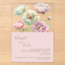 Blush Bloral Peonies Akryllische Einladung