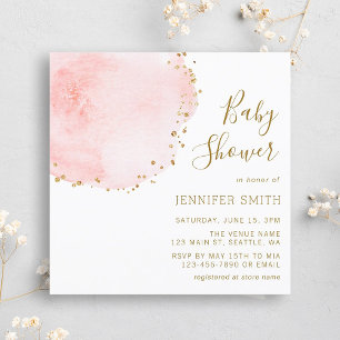 Blush Bloral Petal Gold Glitzer Dots Baby Dusche Einladung