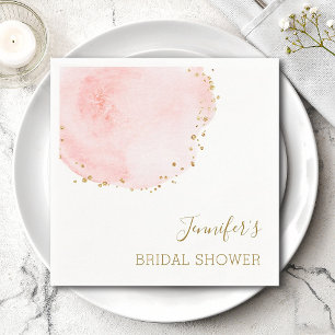Blush Bloral Petal Gold Glitzer Dots Brautparty Serviette