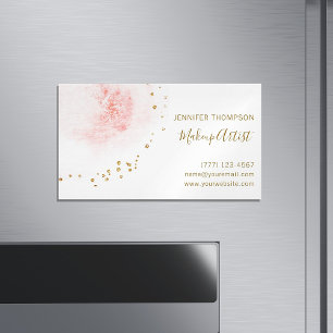 Blush Bloral Petal Gold Glitzer Dots Magnetische Visitenkarte
