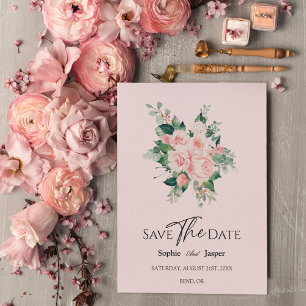 Blush Bloral Pink Hochzeit Speichern Sie die Datum Save The Date