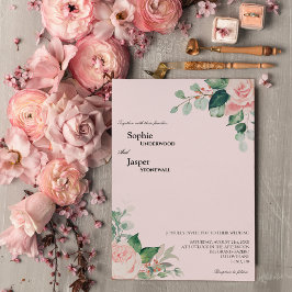 Blush Bloral Pink Hochzeitseinladung Einladung