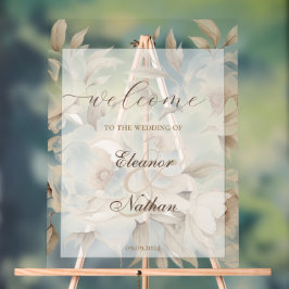 Blush Bloral Spring Summer Wedding Willkommenszeic Acrylschild