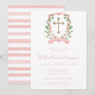 Blush Bloral Taufen Einladung