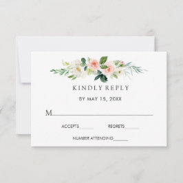 Blush Bloral Wedding RSVP Card