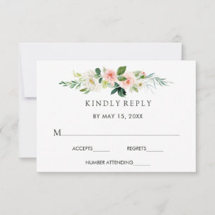 Blush Bloral Wedding RSVP Card Karte