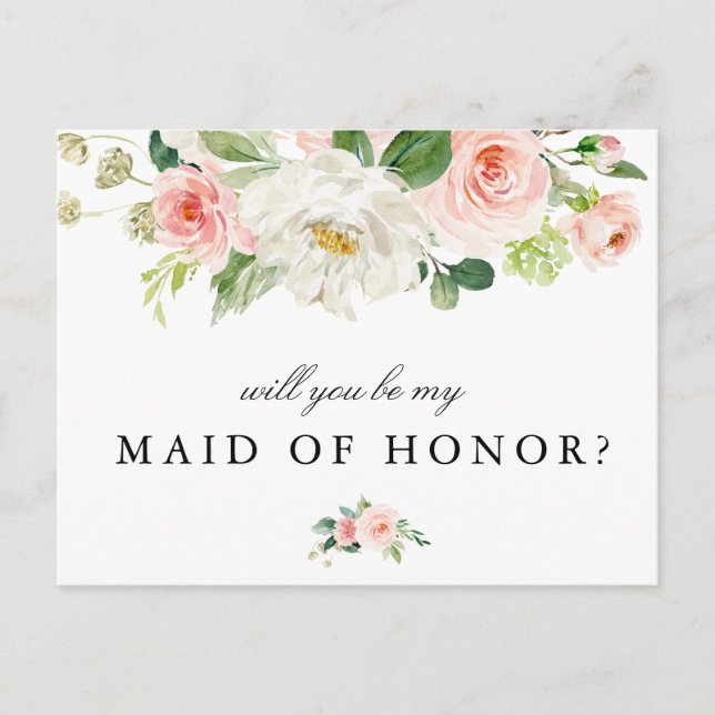 Blush Bloral werden Sie meine Trauzeugin Karte (Vorderseite)