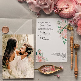 Blush Bloral White Nichts Extravagantes Foto Hochz Einladung