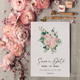 Blush Bloral White Wedding Save the Date
