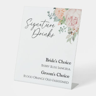 Blush Bloral White Wedding Signature Drinks Zeiche Sockelschild
