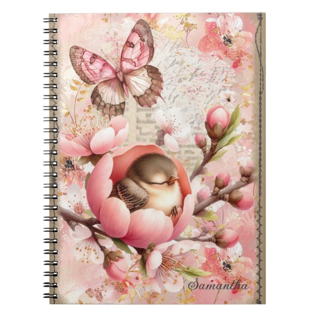 Blush Blossom Dreams Personalisiertes Notebook Notizblock (Vorderseite)