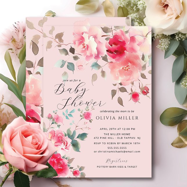 Blush Blossom Kinderdusche Einladungen (Von Creator hochgeladen)