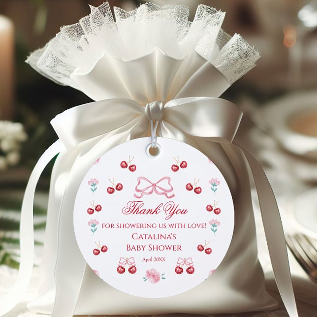 Blush Blossom Sweet Cherry Baby Dusche Geschenkanhänger (Von Creator hochgeladen)